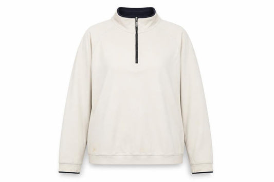 Bobby Jones Women Beige 1/2 Zip Pullover Sweatshirt Size M Pima Cotton
