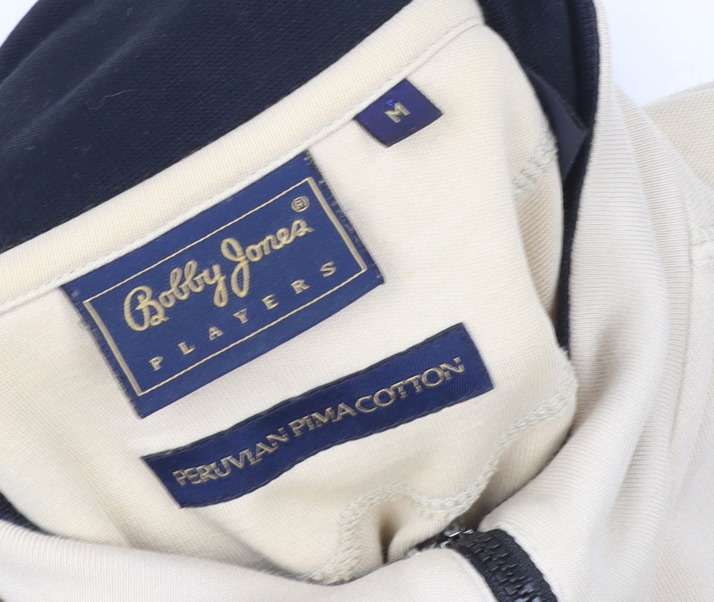 Bobby Jones Women Beige 1/2 Zip Pullover Sweatshirt Size M Pima Cotton