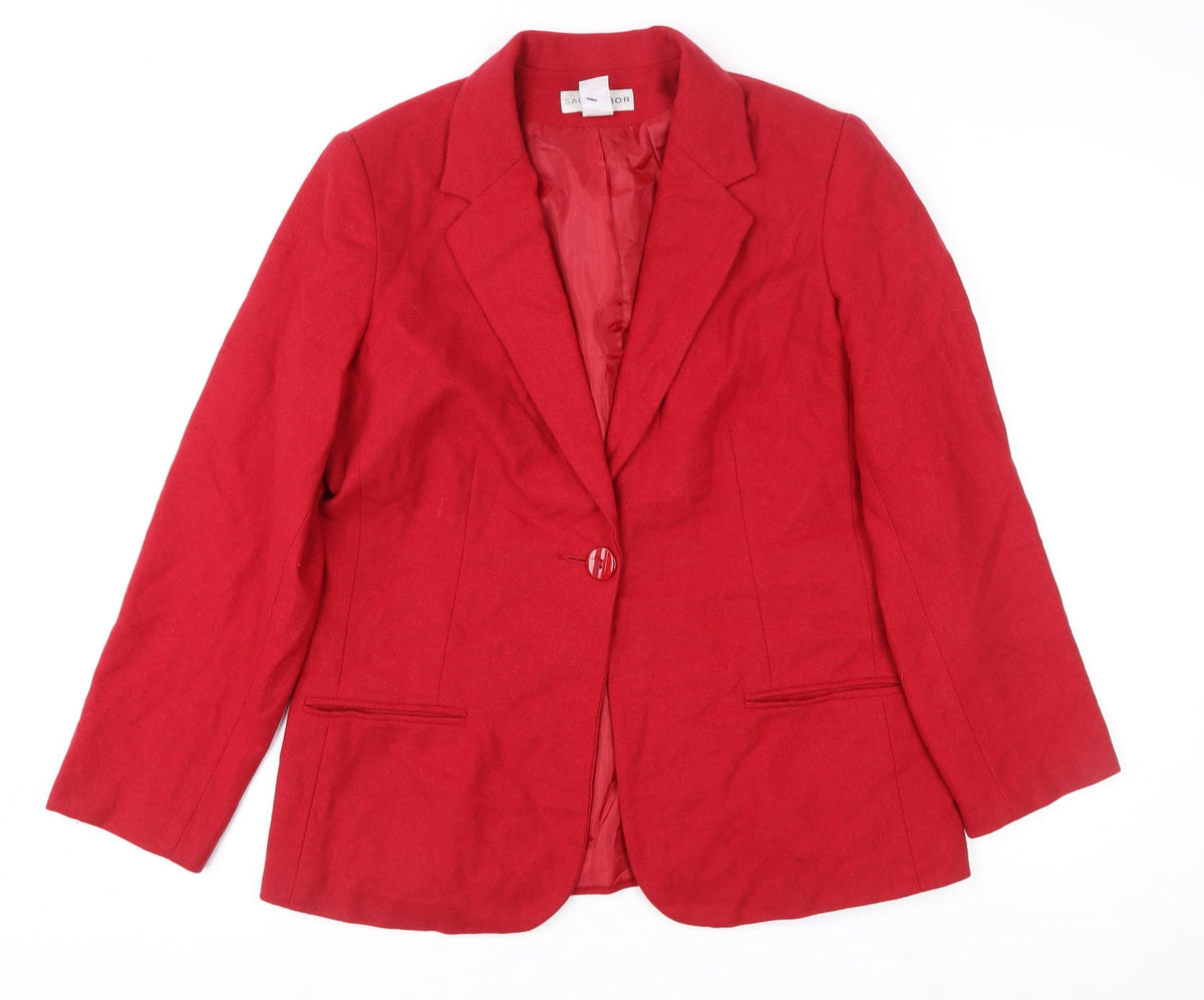Sag Harbor Women's Red Wool Single-Breasted Blazer Size 12