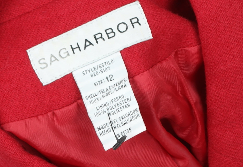 Sag Harbor Women's Red Wool Single-Breasted Blazer Size 12