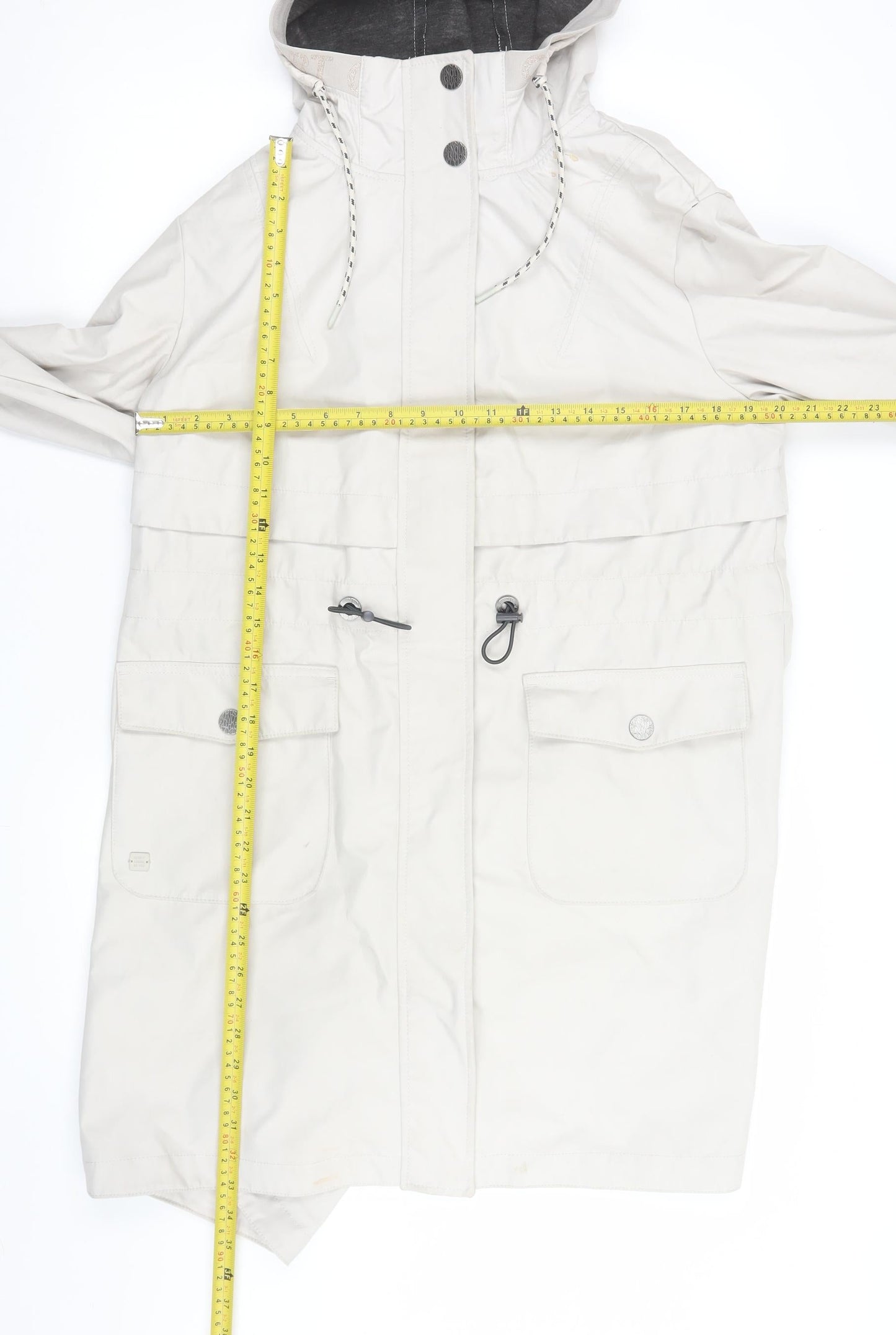 Gina Benotti Women's Ivory Long Hooded Parka Coat Size 14
