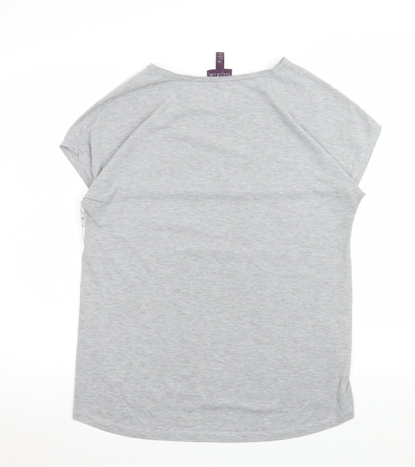 Long Tall Sally Womens Grey Pink Graphic Short Sleeve T-Shirt XS