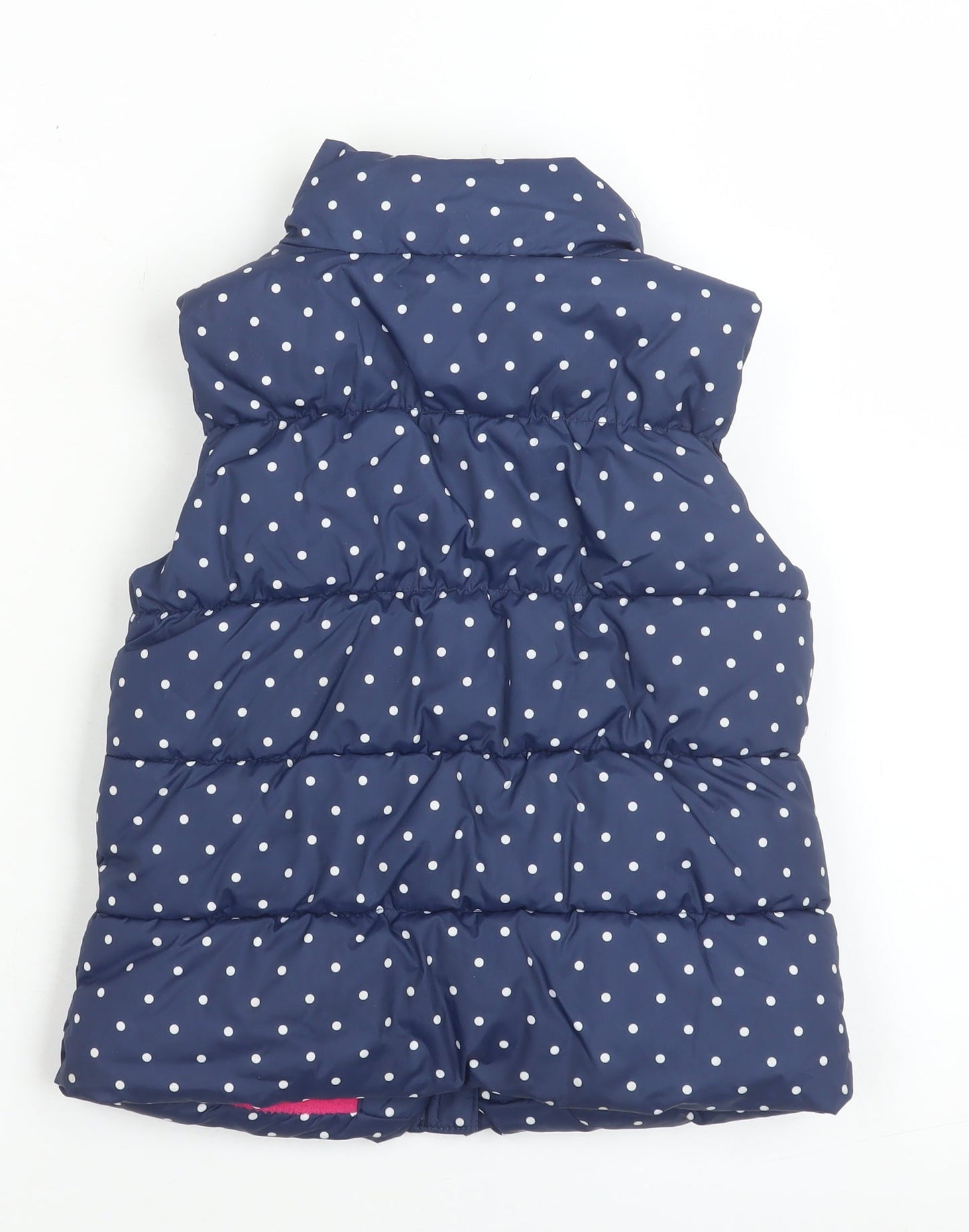 babyGap Girls Blue Polka Dot Puffer Waistcoat 3 Years Quilted Zip Lined