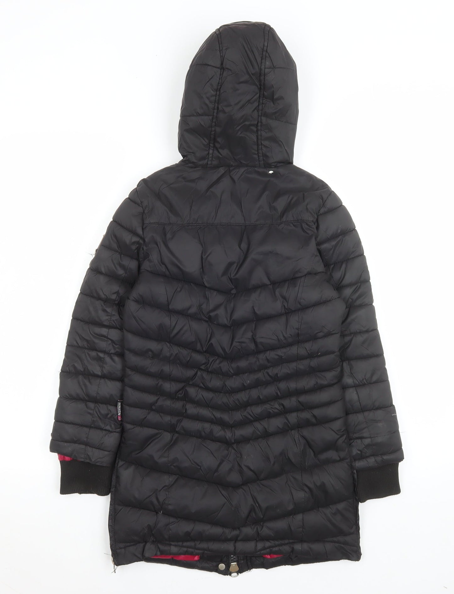 Geographical Norway Girls Black Hooded Puffer Coat 6 Years Winter Jacket