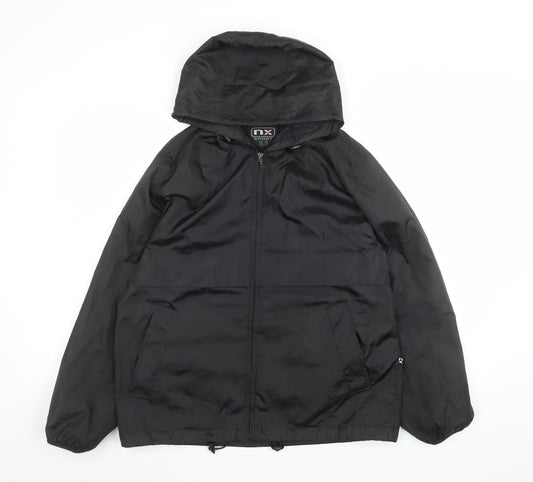 NX Sport Men's Black Hooded Windbreaker Jacket Size M Lightweight Zip-Up