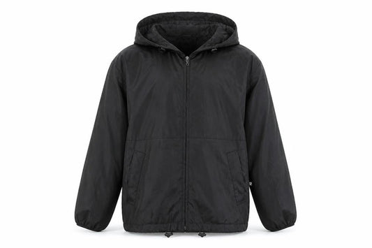 NX Sport Men's Black Hooded Windbreaker Jacket Size M Lightweight Zip-Up