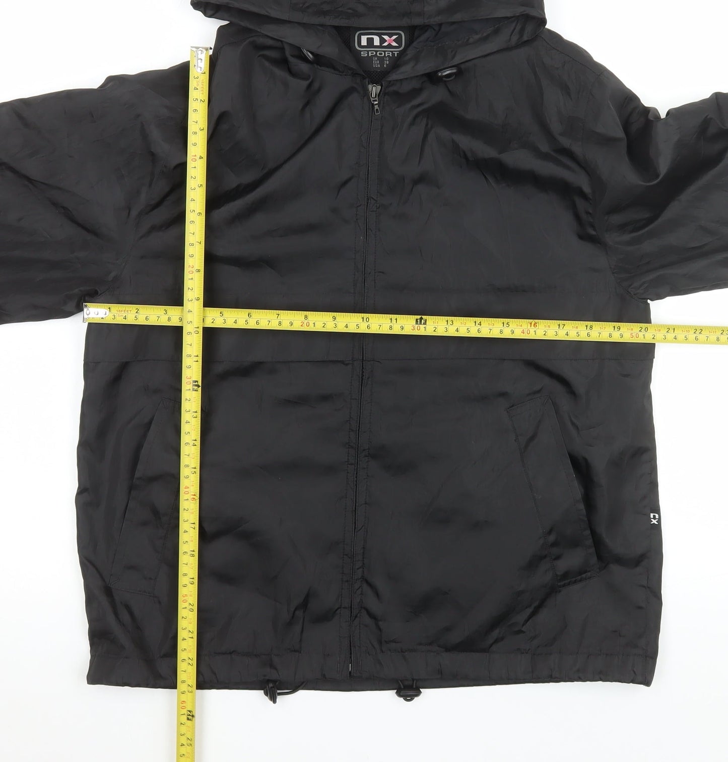 NX Sport Men's Black Hooded Windbreaker Jacket Size M Lightweight Zip-Up