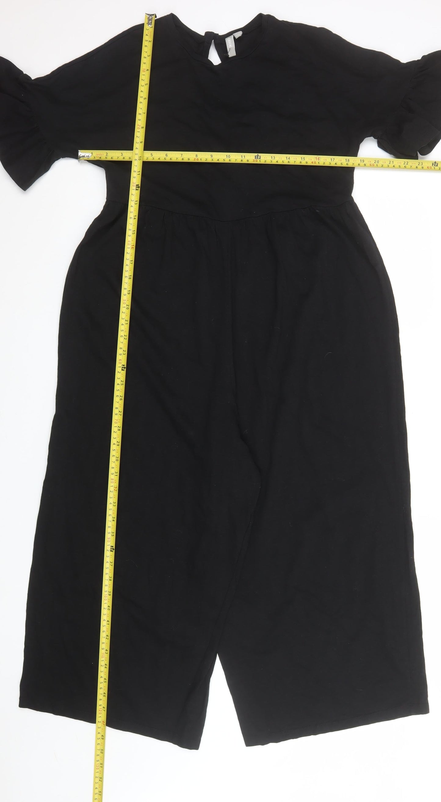 ASOS Women’s Black Short Sleeve Wide-Leg Jumpsuit Size 10