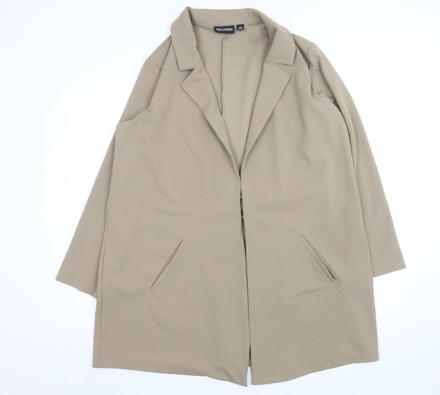 Nina Leonard Women’s Beige Long Overcoat 2XL Regular Fit Classic Style