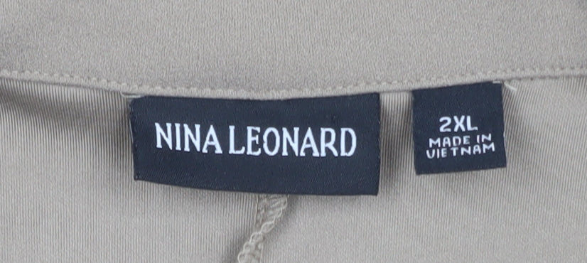 Nina Leonard Women’s Beige Long Overcoat 2XL Regular Fit Classic Style