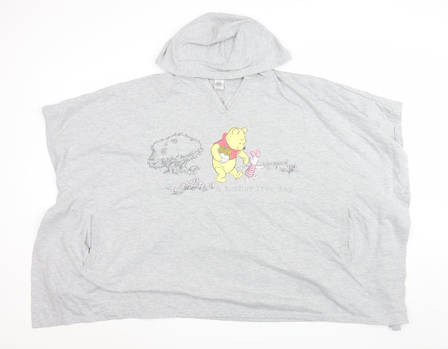 Avon Women Grey Winnie the Pooh Hooded Poncho Sweatshirt UK 6-12