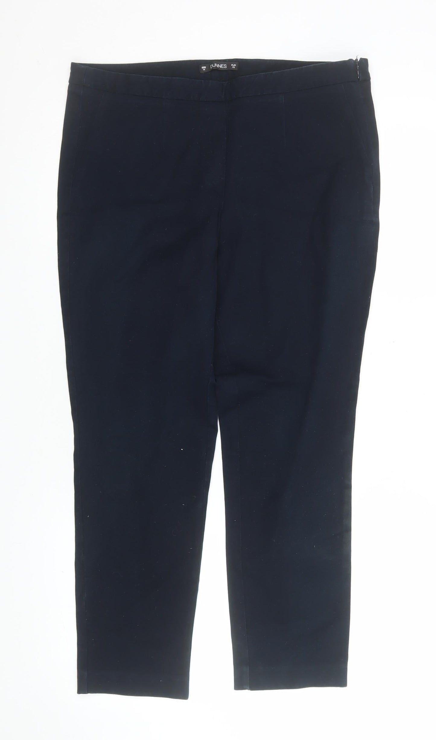 Dunnes Women’s Navy Blue Slim Fit Cotton Stretch Trousers Size 14