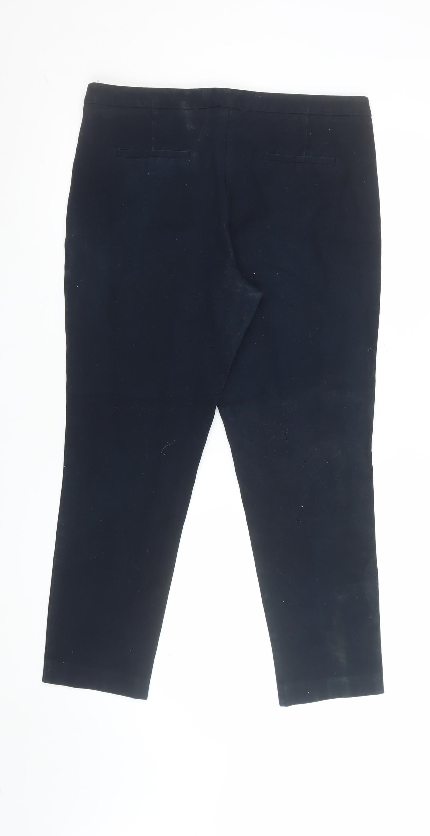 Dunnes Women’s Navy Blue Slim Fit Cotton Stretch Trousers Size 14