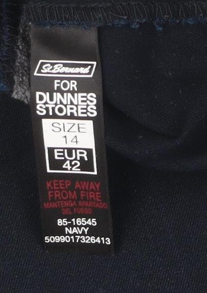 Dunnes Women’s Navy Blue Slim Fit Cotton Stretch Trousers Size 14
