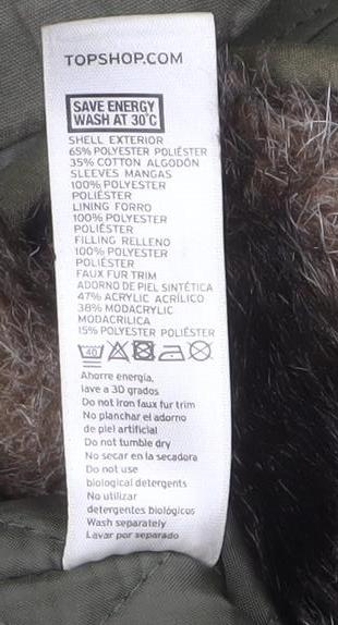 Topshop Women Green Faux Fur Hooded Parka Coat Size 6