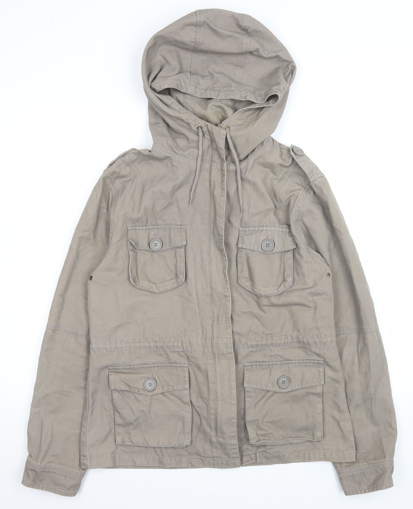 Foxhole Men's Beige Hooded Cotton Anorak Jacket Size 14 Lightweight Casual
