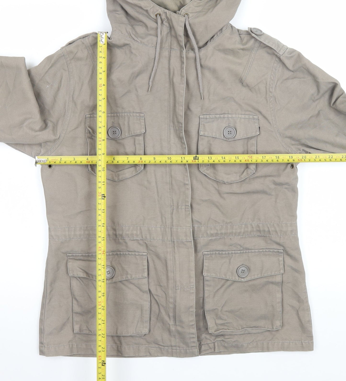 Foxhole Men's Beige Hooded Cotton Anorak Jacket Size 14 Lightweight Casual
