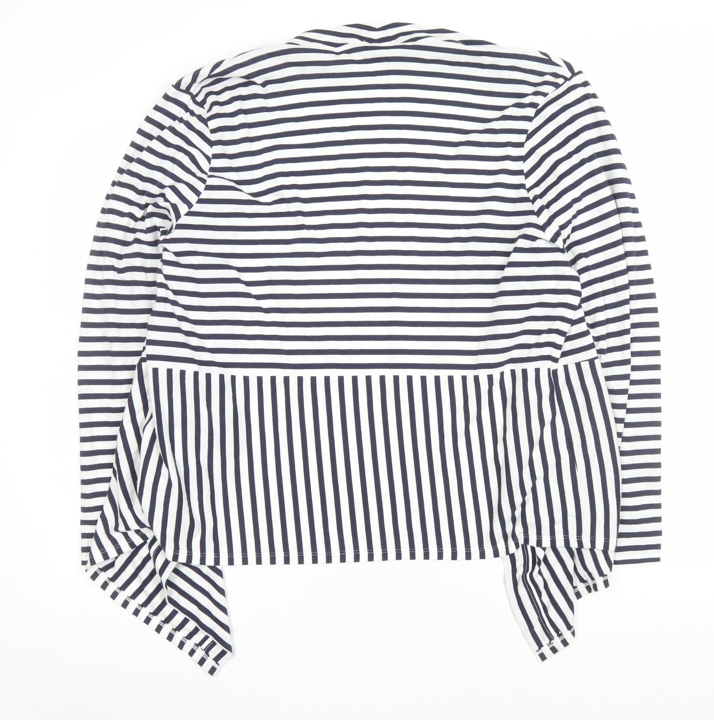 Emreco Women Blue Striped Jersey Open Jacket Size 18