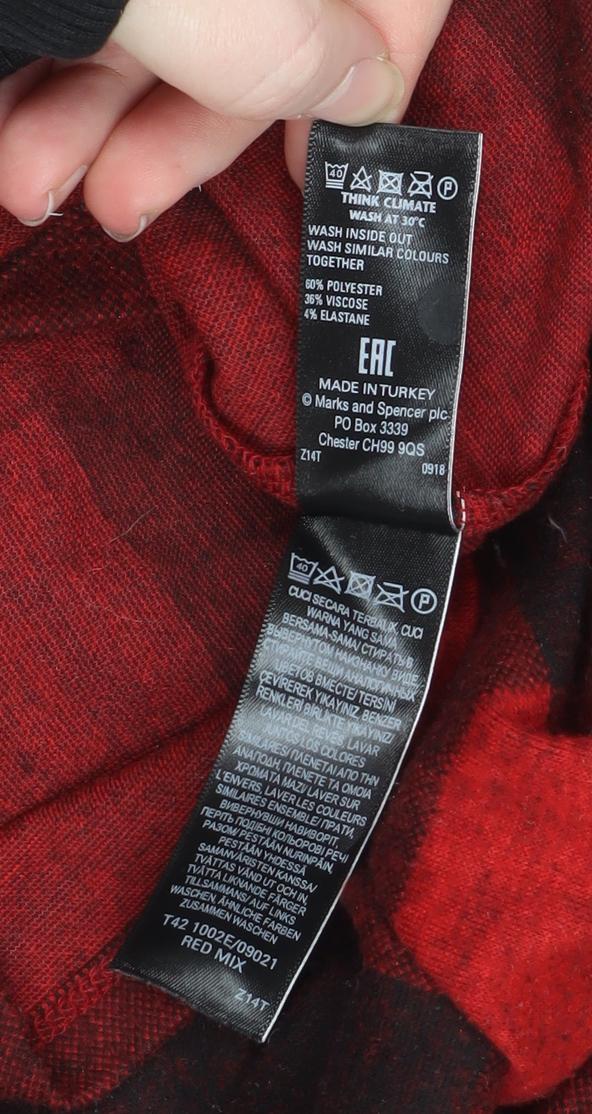 Marks and Spencer Women Red Check Shift Dress Size 22 Knee Length