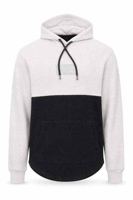 Hollister Men's Beige Black Pullover Hoodie M Classic Logo Knit