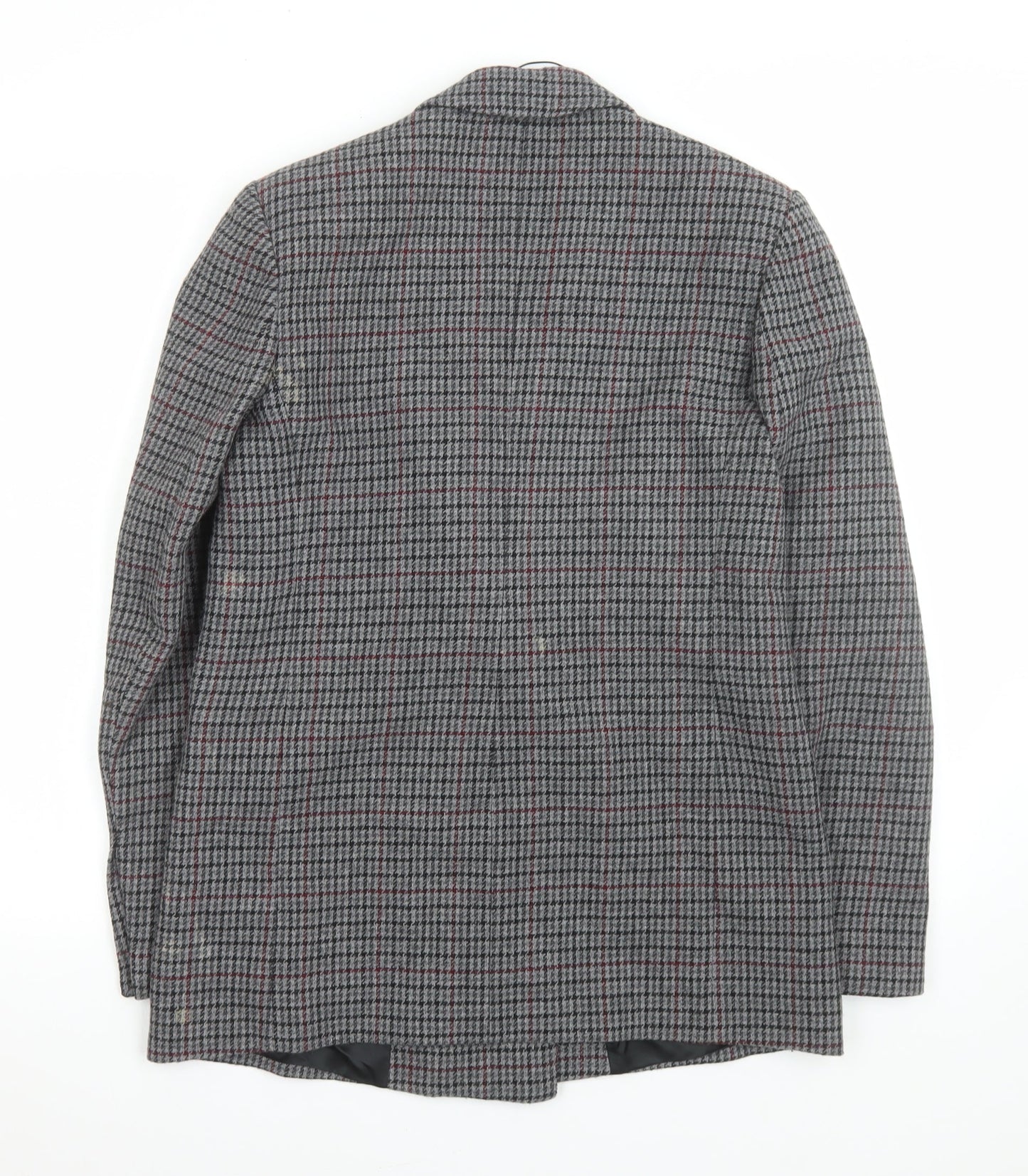 Zara Women Grey Houndstooth Double-Breasted Blazer Size 8