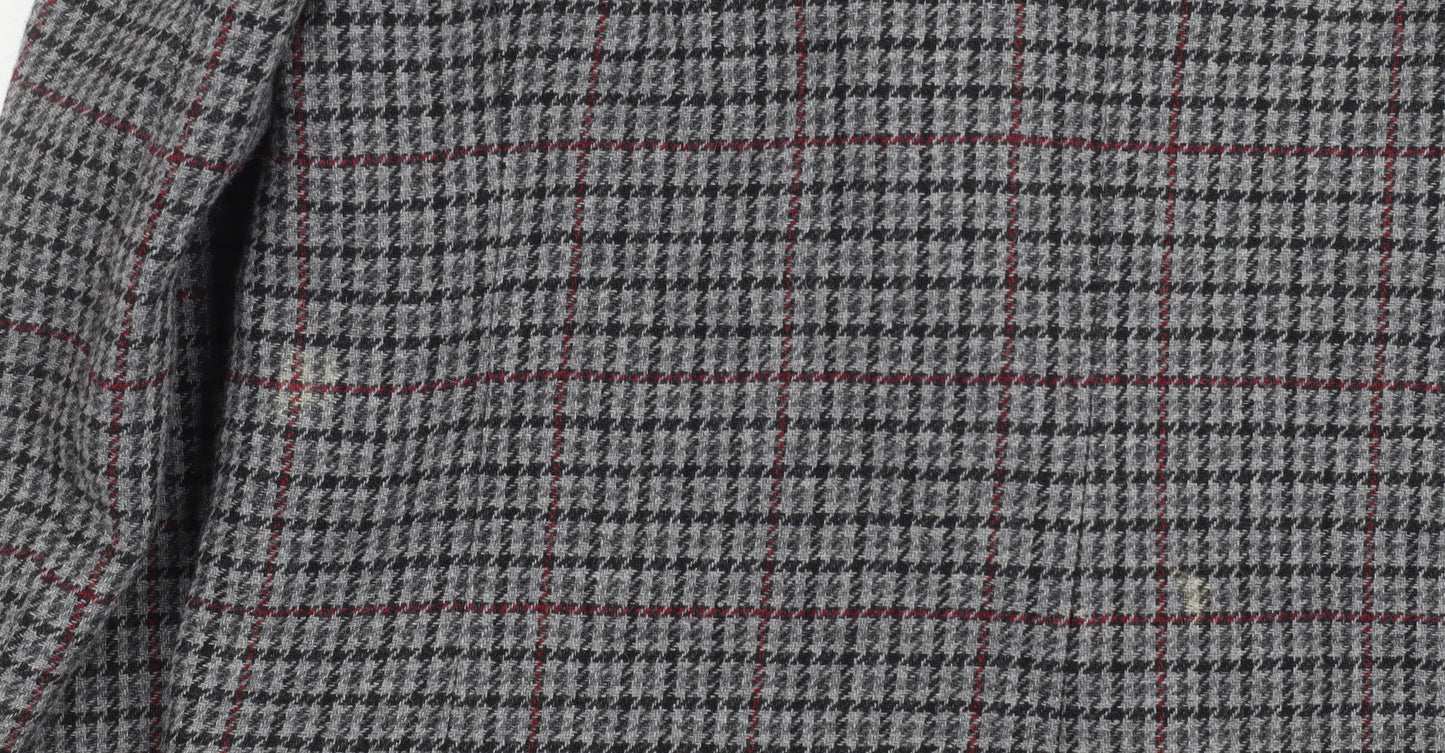 Zara Women Grey Houndstooth Double-Breasted Blazer Size 8