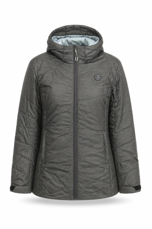 Lizzy Womens Grey Long Hooded Puffer Jacket Coat Size M