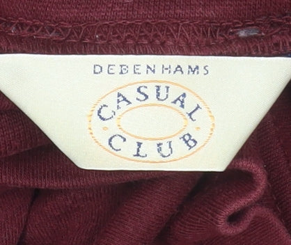 Debenhams Women’s Red Long Sleeve Roll Neck Cotton Top Size 14