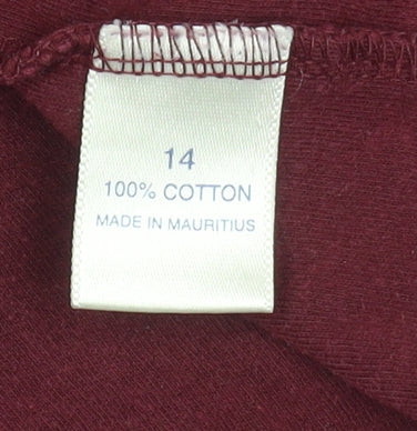 Debenhams Women’s Red Long Sleeve Roll Neck Cotton Top Size 14