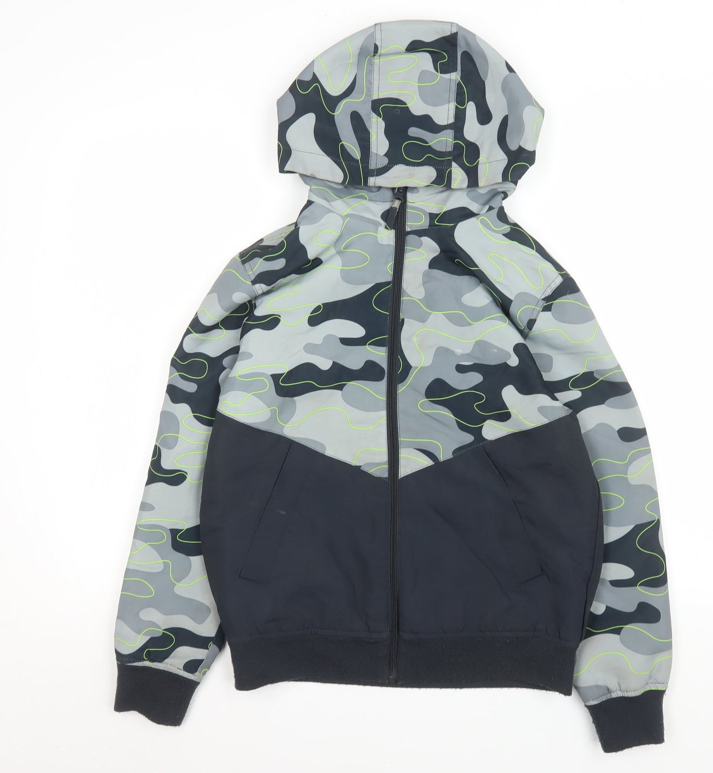 Destination Boys Grey Camouflage Hooded Puffer Jacket 12 Years