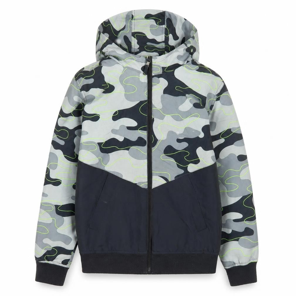 Destination Boys Grey Camouflage Hooded Puffer Jacket 12 Years