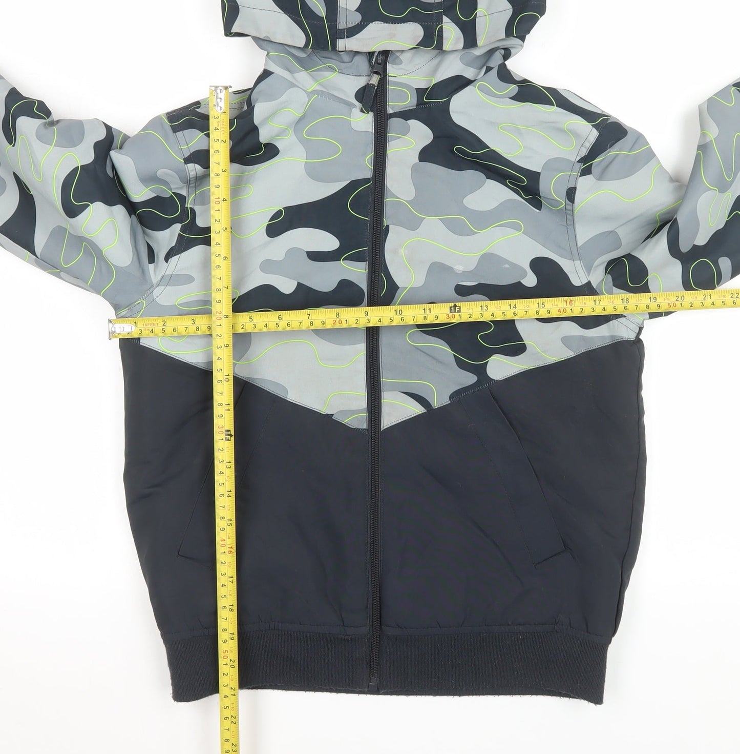 Destination Boys Grey Camouflage Hooded Puffer Jacket 12 Years