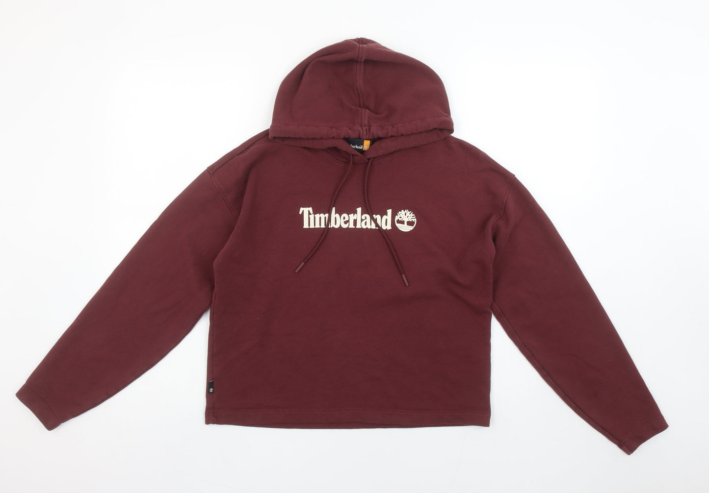 Timberland Women's Burgundy Hoodie XS Cotton Blend Logo Pullover