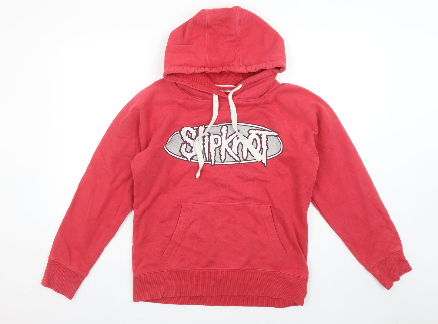 Slipknot Women Red Pullover Hoodie Medium Graphic Print Cotton Blend