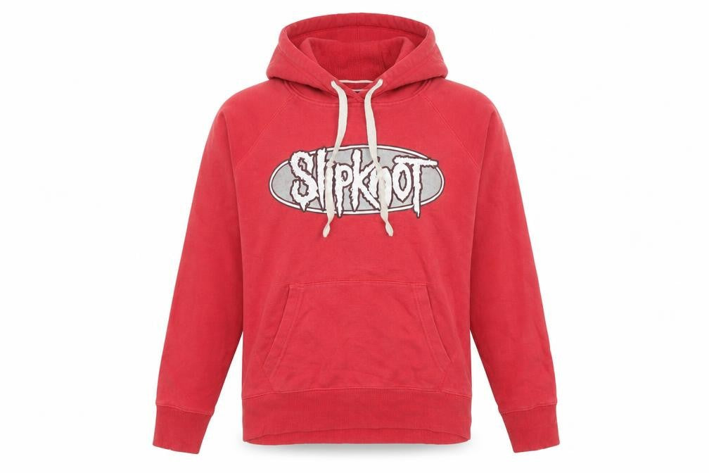 Slipknot Women Red Pullover Hoodie Medium Graphic Print Cotton Blend