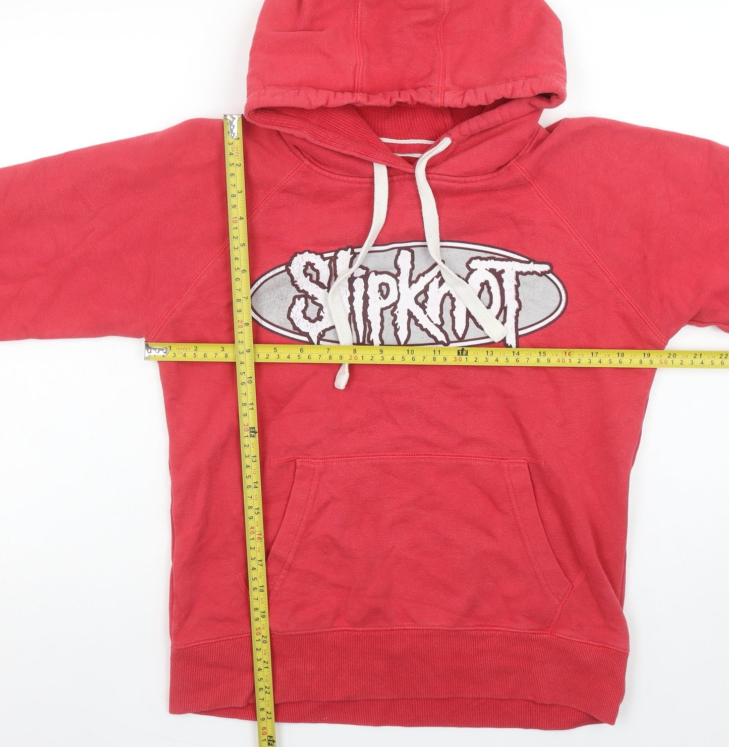 Slipknot Women Red Pullover Hoodie Medium Graphic Print Cotton Blend
