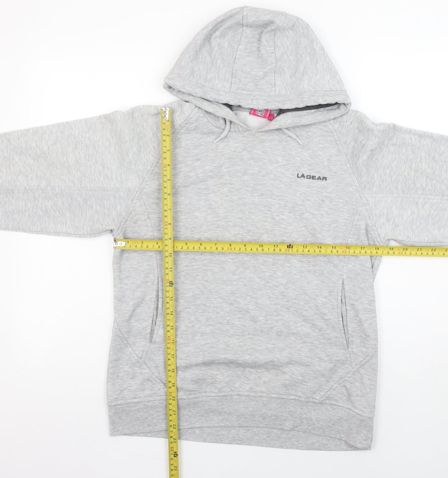 LA Gear Women’s Grey Pullover Hoodie Size 12 Soft Fleece Sweatshirt