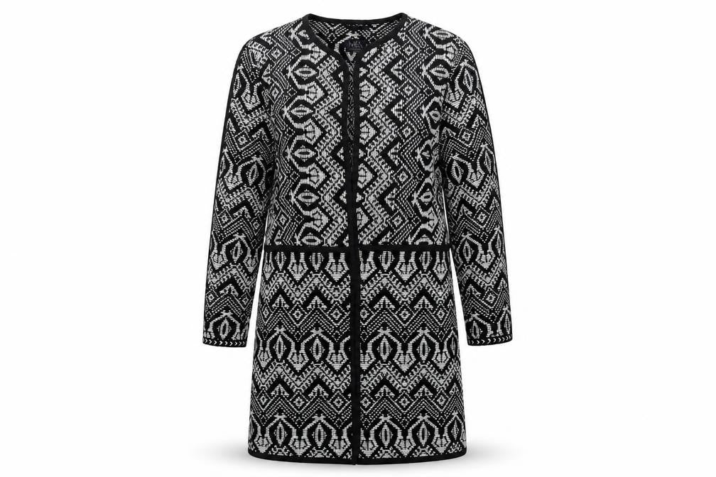 Marks & Spencer Women’s Black Geometric Knit Long Cardigan Size 8