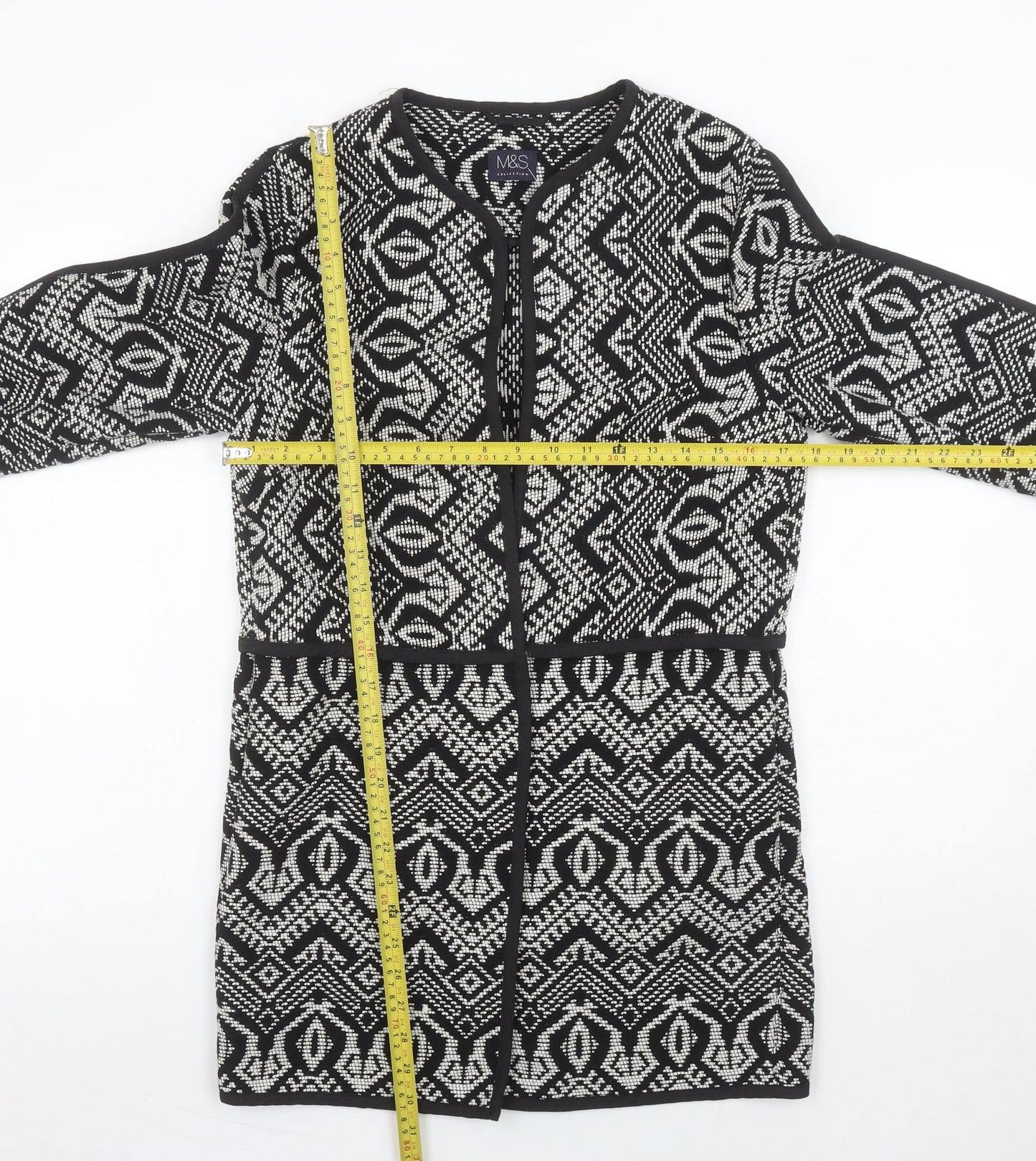 Marks and Spencer Women’s Black Geometric Knit Long Cardigan Size 8