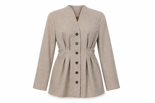 Vita Grace Women Beige Houndstooth Long Sleeve Suit Jacket L