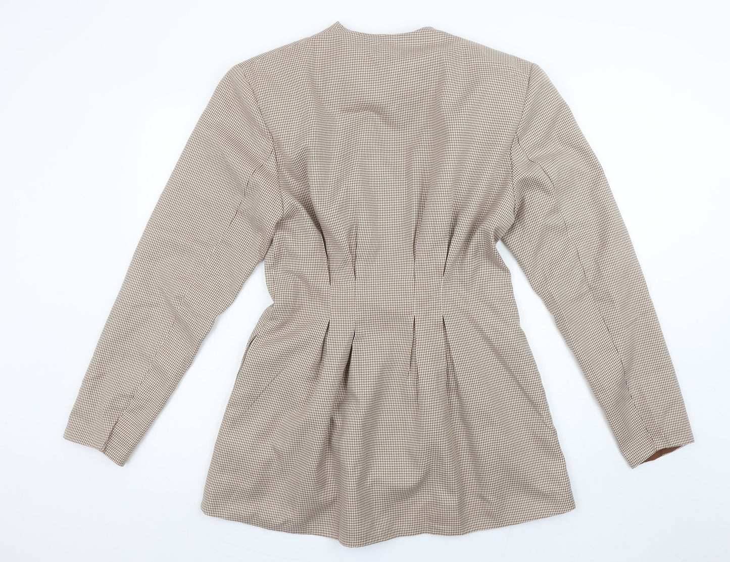 Vita Grace Women Beige Houndstooth Long Sleeve Suit Jacket L
