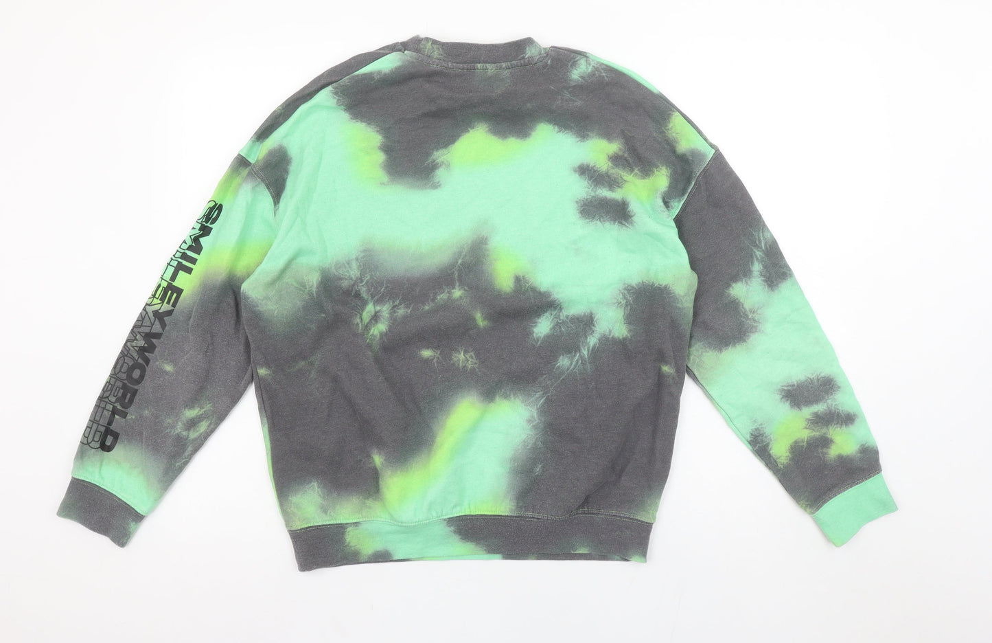 H&M Girls Multicoloured Tie Dye Smiley World Pullover Sweatshirt 14Y