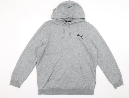 Puma Mens Grey Hoodie L Pullover Hooded Sweatshirt Cotton Blend