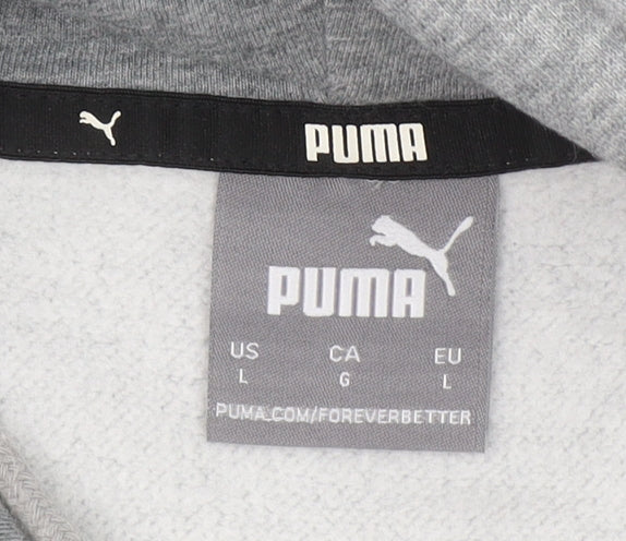 Puma Mens Grey Hoodie L Pullover Hooded Sweatshirt Cotton Blend