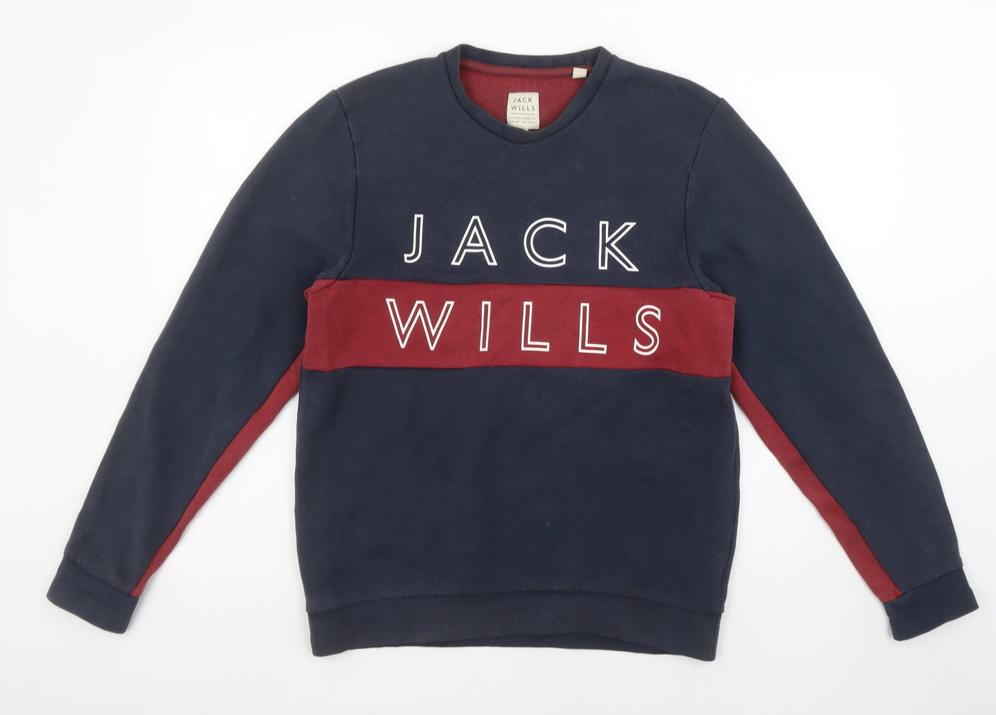 Jack Wills Men's Blue Red Logo Crew Neck Sweatshirt Size M