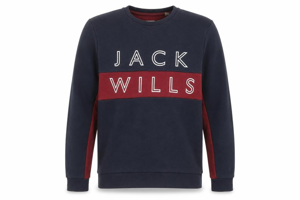 Jack Wills Men's Blue Red Logo Crew Neck Sweatshirt Size M