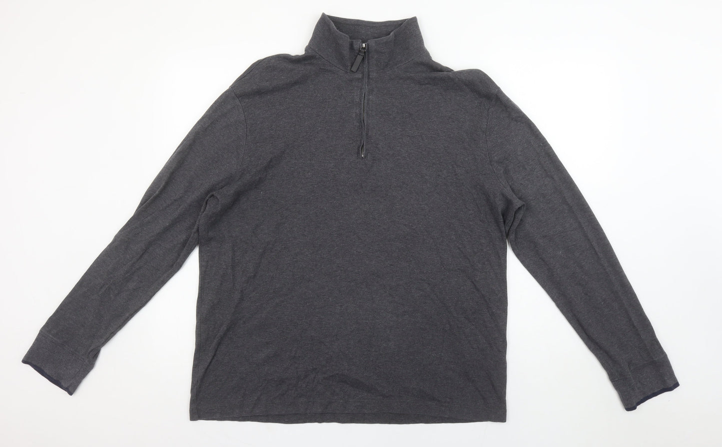Banana Republic Men’s Grey XL Mock Neck 1/2 Zip Long Sleeve T-Shirt