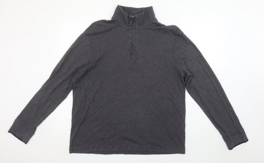 Banana Republic Men’s Grey XL Mock Neck 1/2 Zip Long Sleeve T-Shirt