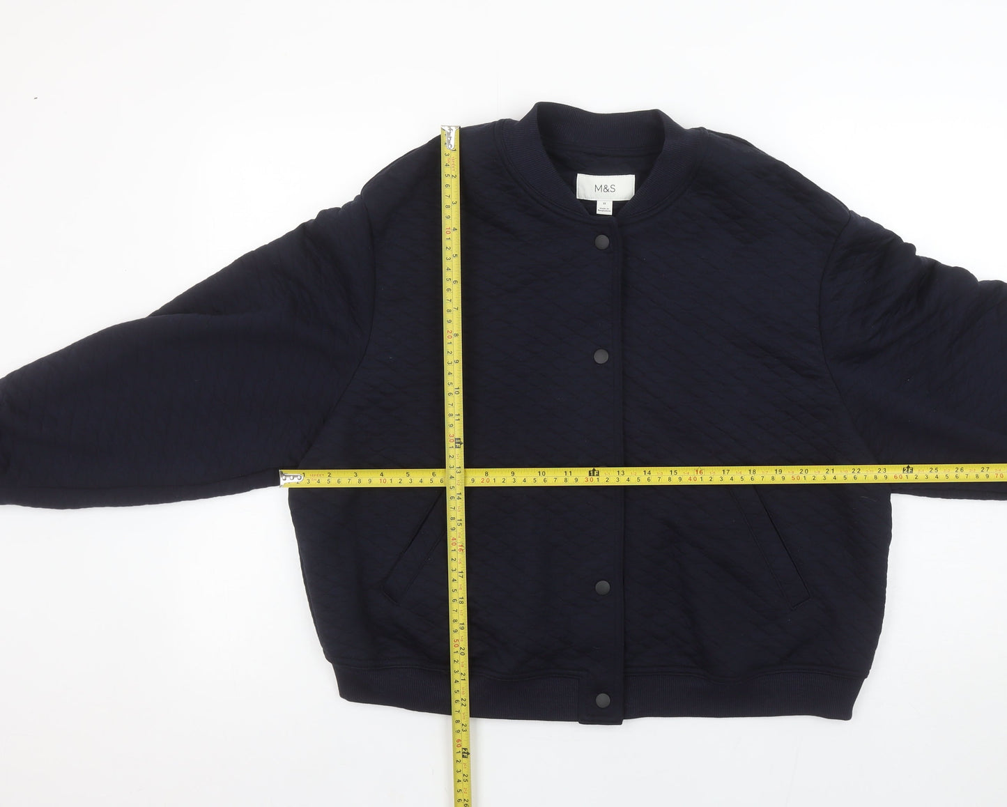Marks and Spencer Women Dark Navy Quilted Button Sweatshirt Size 18