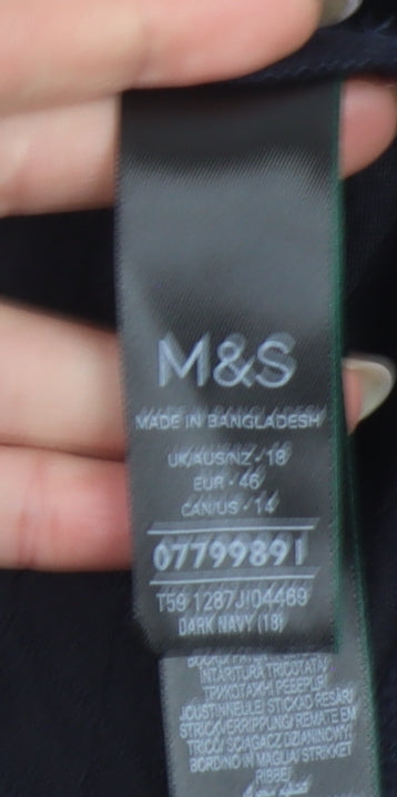 Marks and Spencer Women Dark Navy Quilted Button Sweatshirt Size 18